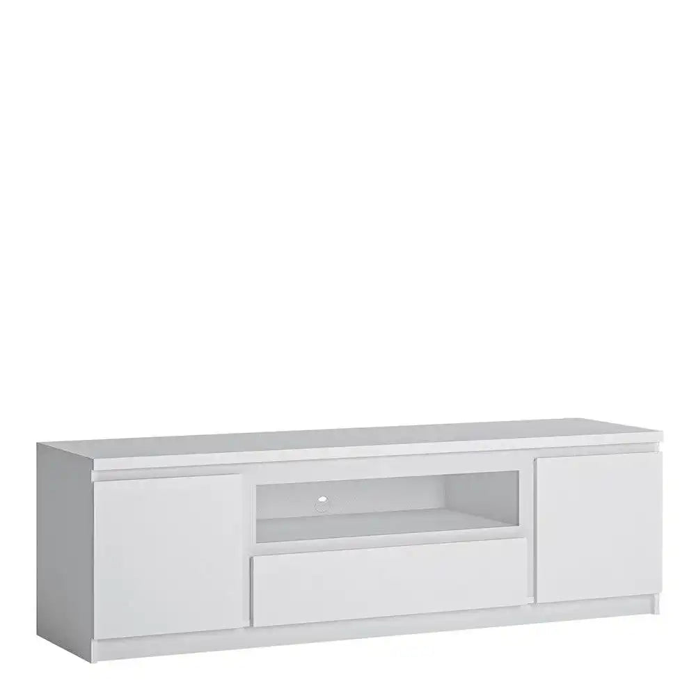 Fribo 2 Door 1 Drawer 166 cm Wide TV Cabinet in White - Price Crash Furniture