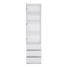 Fribo Tall Narrow 1 Door 3 Drawer Cupboard in Alpine White - Price Crash Furniture