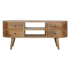 London Rounded Media Unit in Solid Mango Wood - Price Crash Furniture
