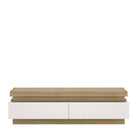 Lyon 2 Drawer TV Cabinet inc LED Lighting - Riviera Oak/White Gloss - Price Crash Furniture
