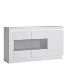 Lyon 3 Door Glazed Sideboard inc LED lighting in White Gloss - Price Crash Furniture