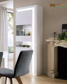 Lyon Narrow Display Cabinet (RHD) 164.1cm inc LED lighting in White High Gloss - Price Crash Furniture