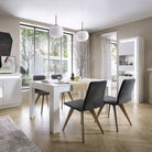 Lyon Narrow Display Cabinet (RHD) 164.1cm inc LED lighting in White High Gloss - Price Crash Furniture