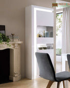 Lyon Tall Narrow Display Cabinet (RH) incl LED lighting in White High Gloss - Price Crash Furniture