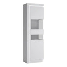 Lyon Tall Narrow Display Cabinet (RH) incl LED lighting in White High Gloss - Price Crash Furniture