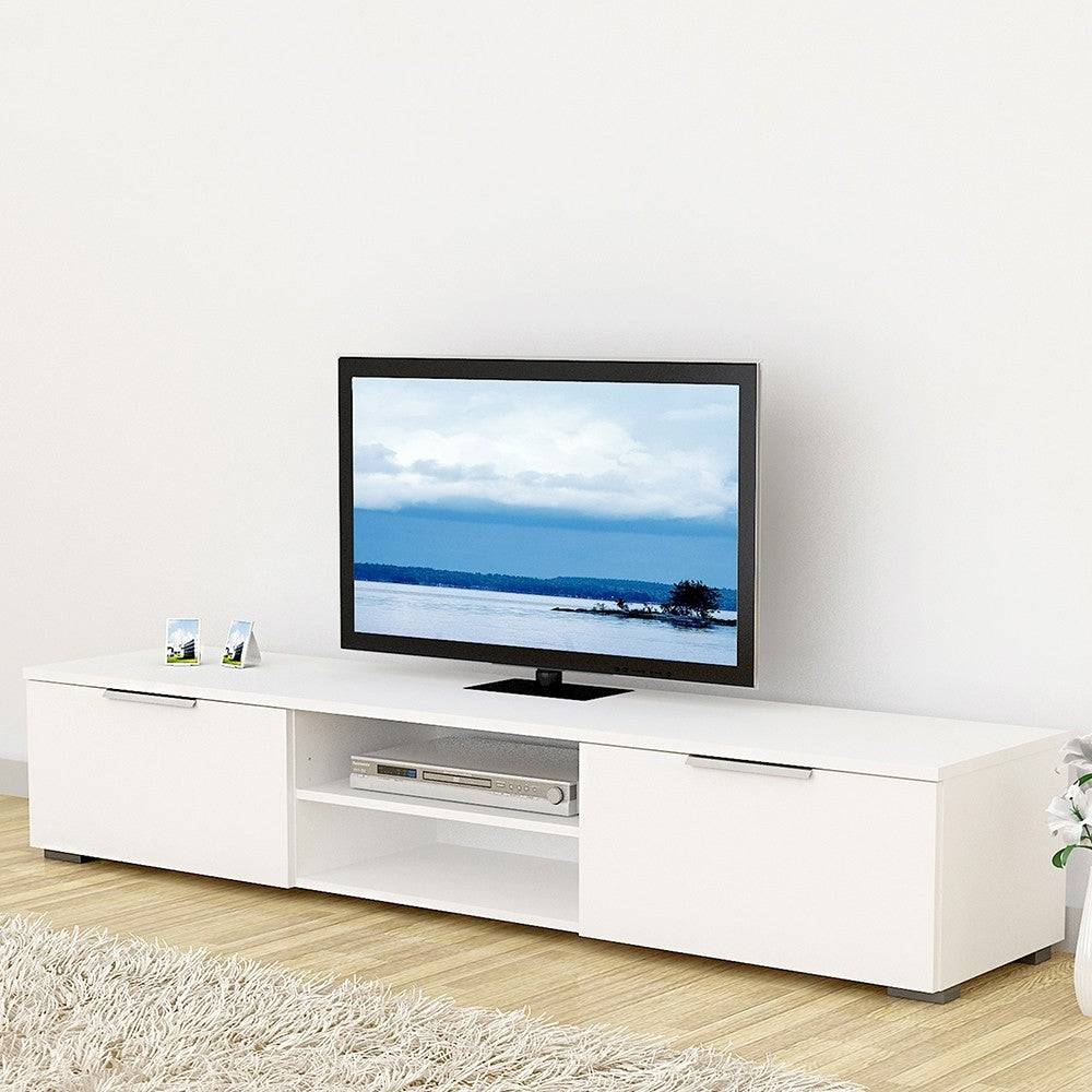 Match TV Unit 2 Drawers 2 Shelf In White High Gloss - Price Crash Furniture
