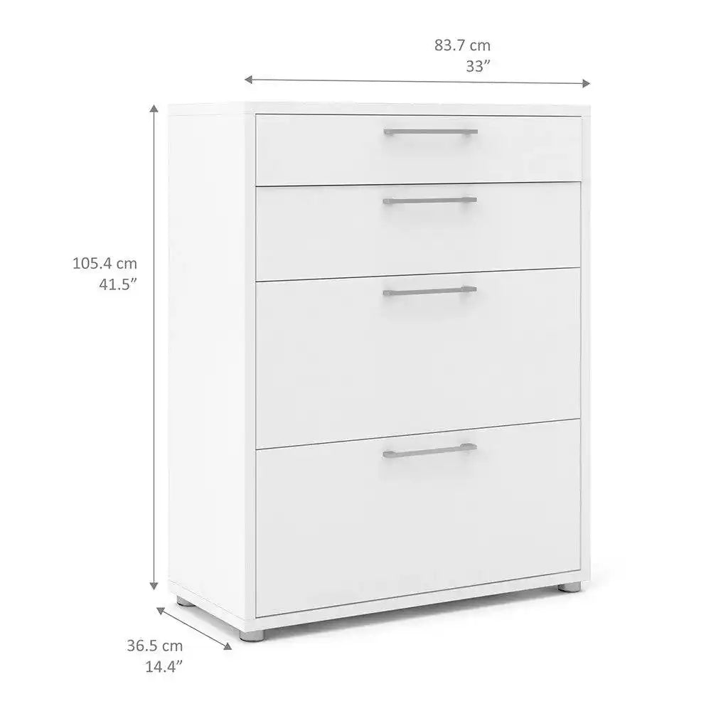 Prima Drawer Unit with 2 Drawers + 2 File Drawers in White - Price Crash Furniture