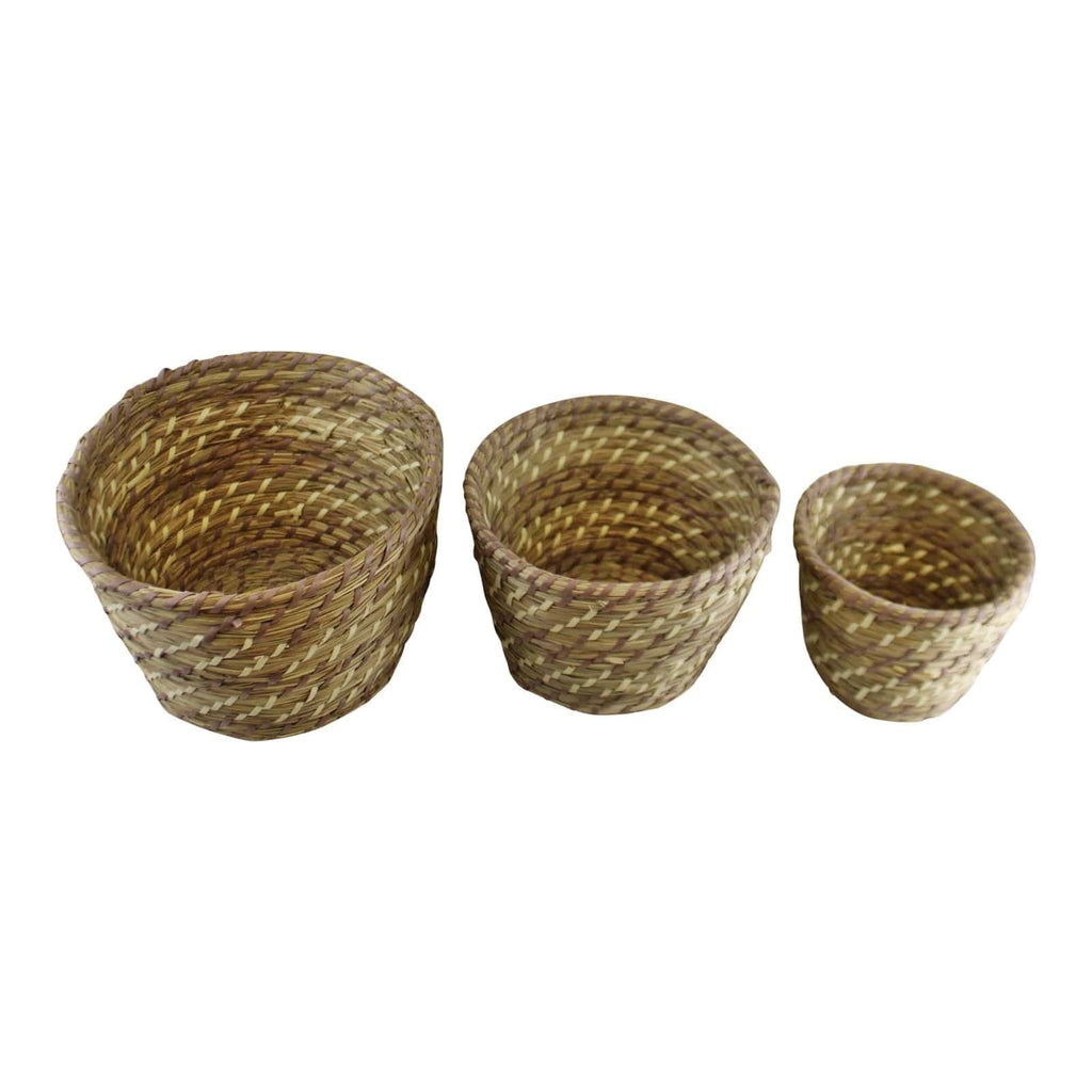 Set Of 3 Woven Grass Planters - Indoor Use - Price Crash Furniture