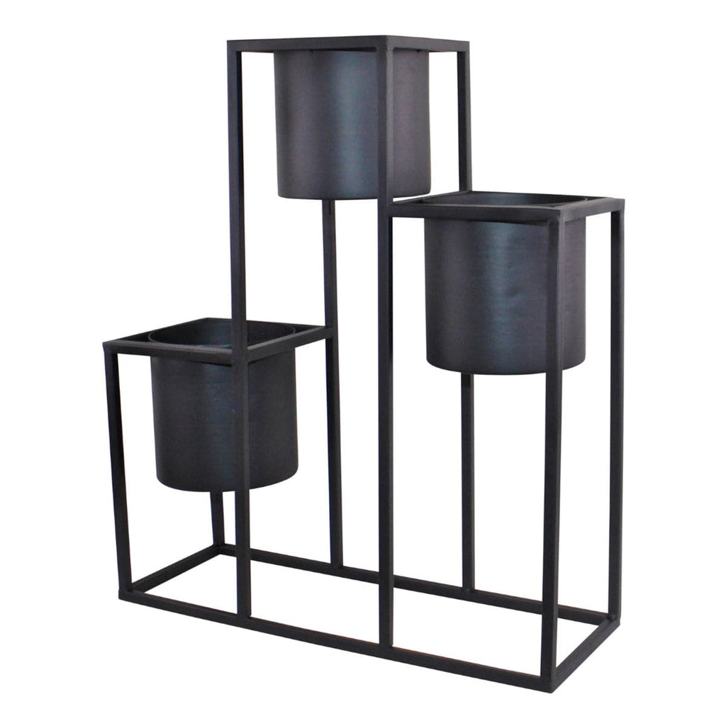 Triple Black Metal Planter, 43x50cm - Price Crash Furniture