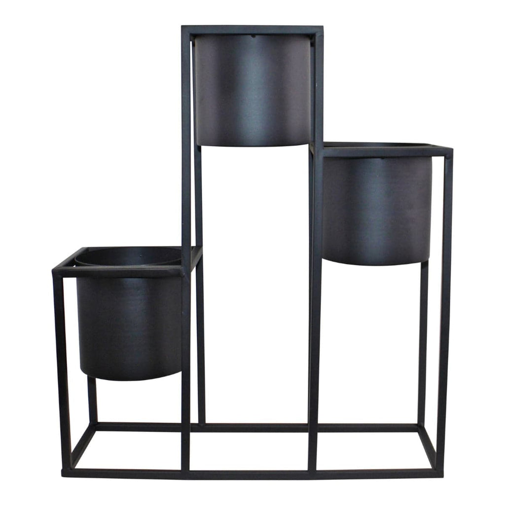Triple Black Metal Planter, 43x50cm - Price Crash Furniture