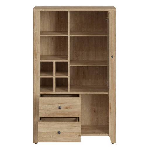 Cestino 1 Door 2 Drawer Cabinet In Jackson Hickory Oak And Rattan Effect - Price Crash Furniture