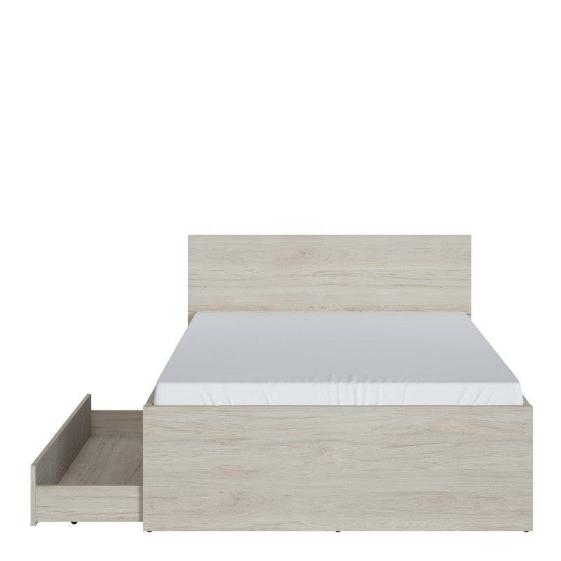 Denim 120cm Bed with 1 Drawer in Light Walnut, Grey Fabric Effect and Cashmere - Price Crash Furniture