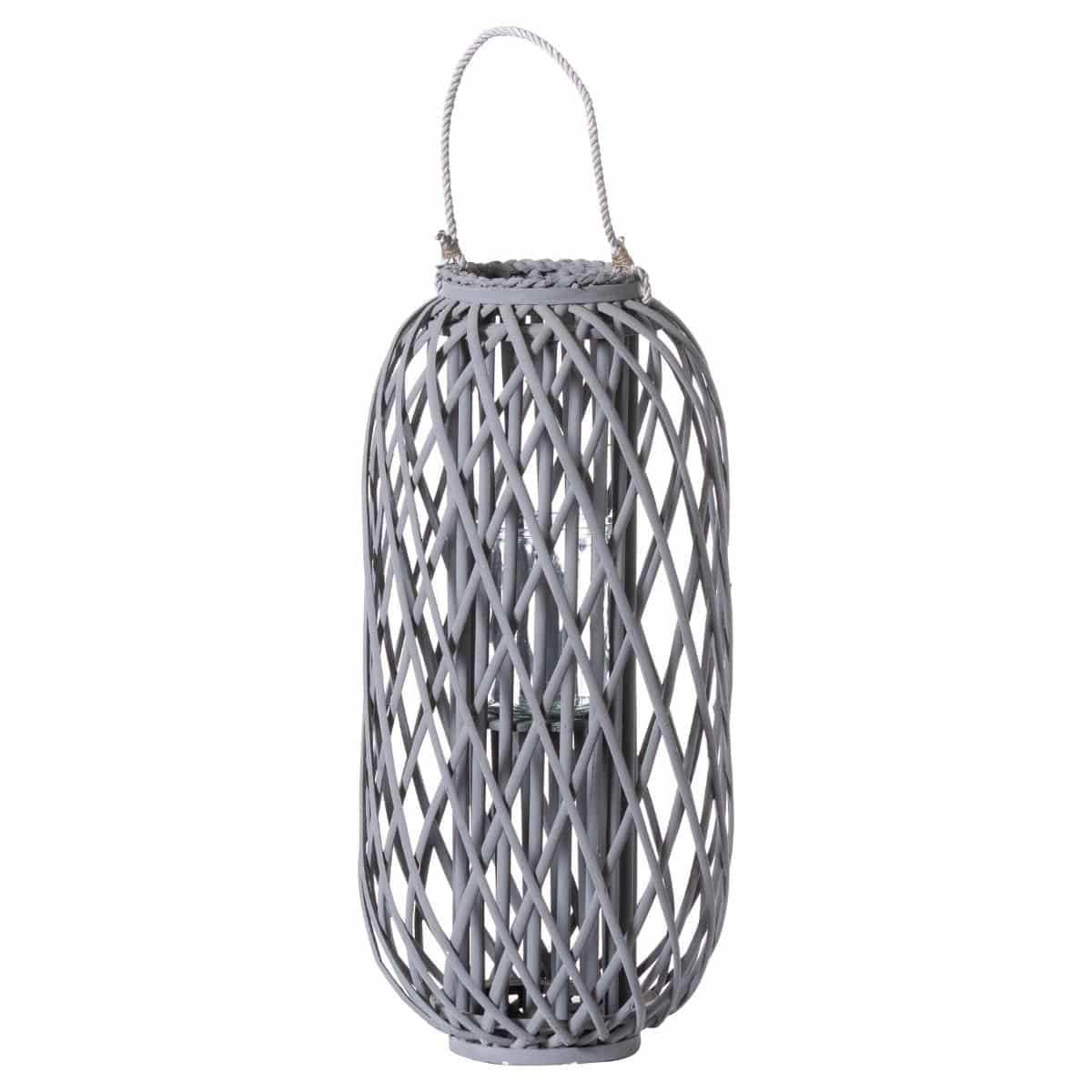 Huge Grey Large Standing Wicker Lantern - Price Crash Furniture