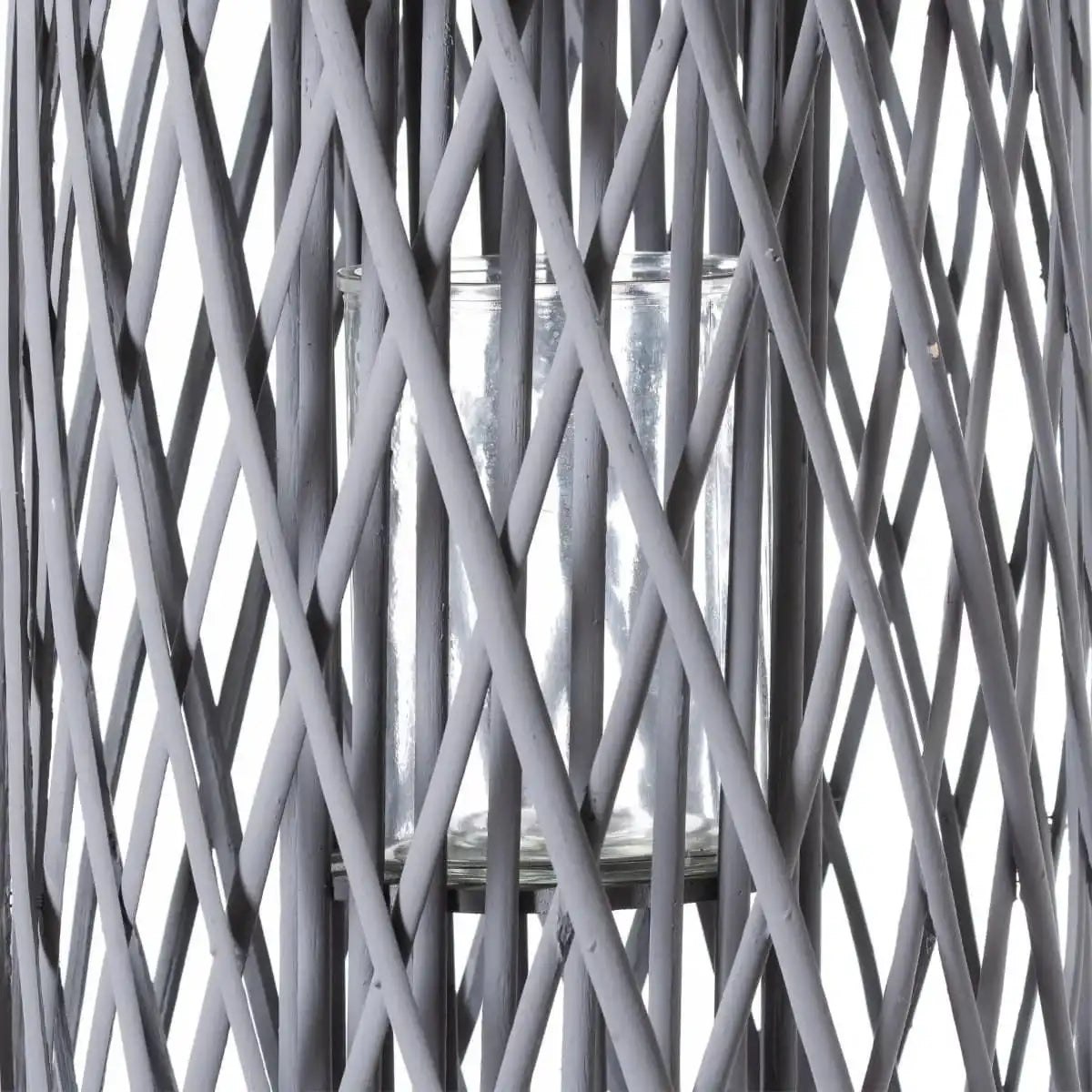 Large Grey Standing Wicker Lantern - Price Crash Furniture