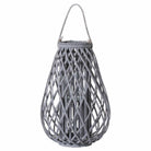 Large Grey Wicker Bulbous Lantern - Price Crash Furniture