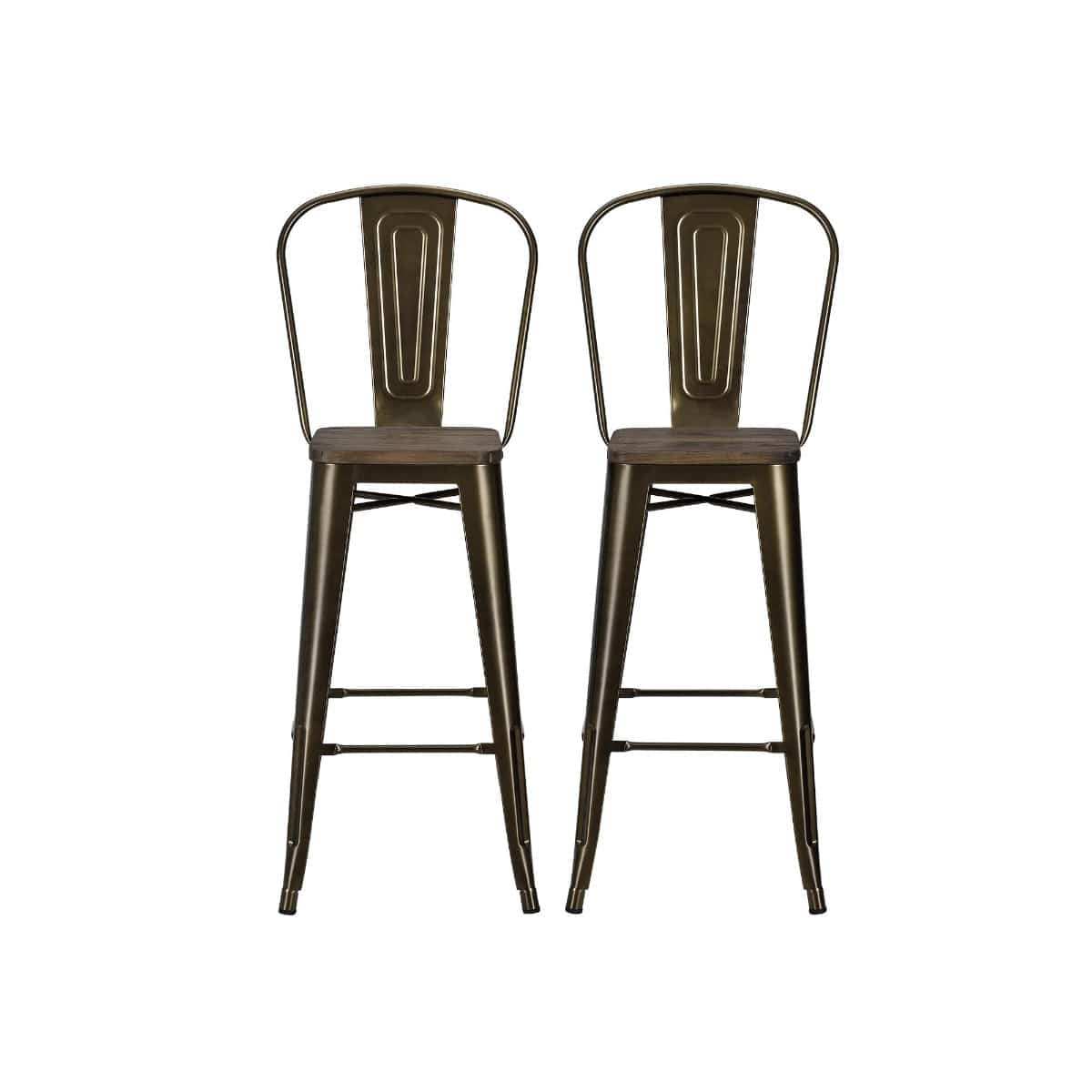 Luxor Pair of 30in Metal Bar Stools in Bronze by Dorel - Price Crash Furniture