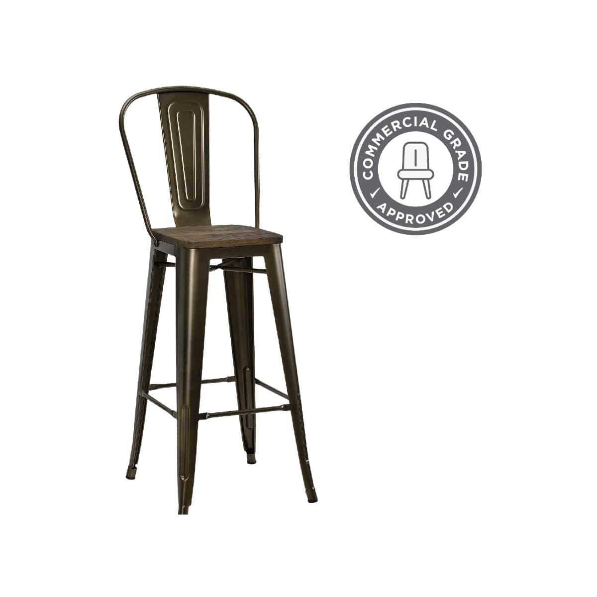 Luxor Pair of 30in Metal Bar Stools in Bronze by Dorel - Price Crash Furniture