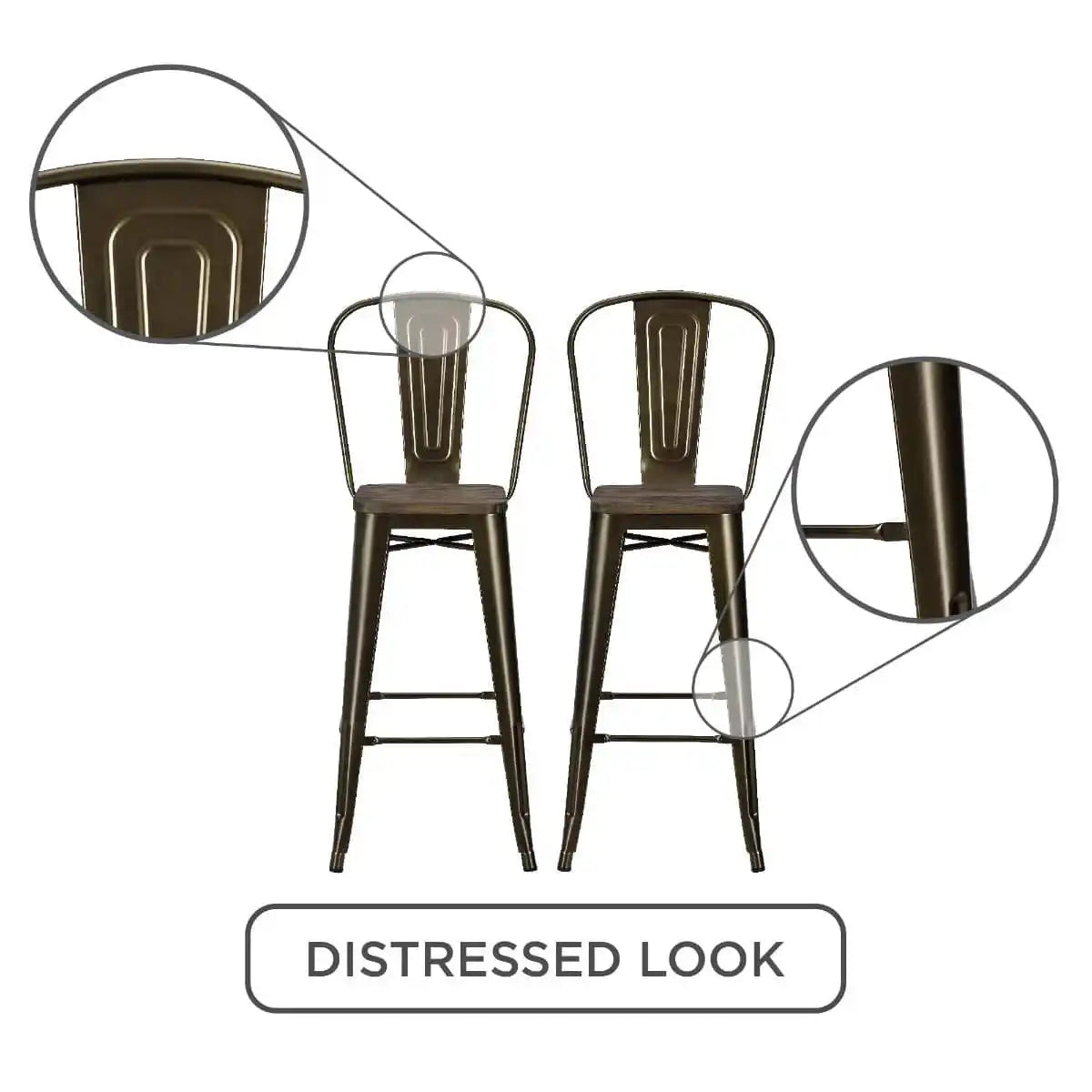 Luxor Pair of 30in Metal Bar Stools in Bronze by Dorel - Price Crash Furniture