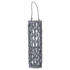 Medium Grey Wicker Lantern With Glass Hurricane - Price Crash Furniture