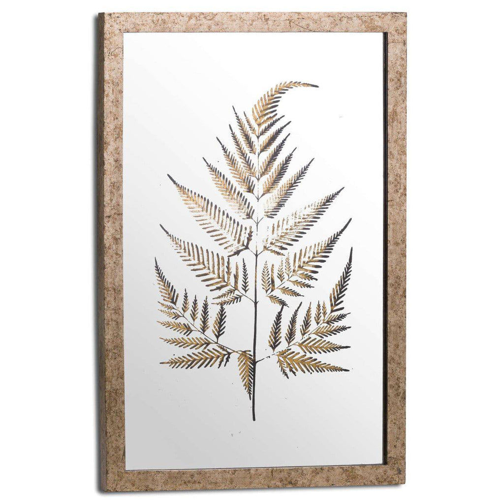 Metallic Mirrored Brass Fern Wall Art - Price Crash Furniture