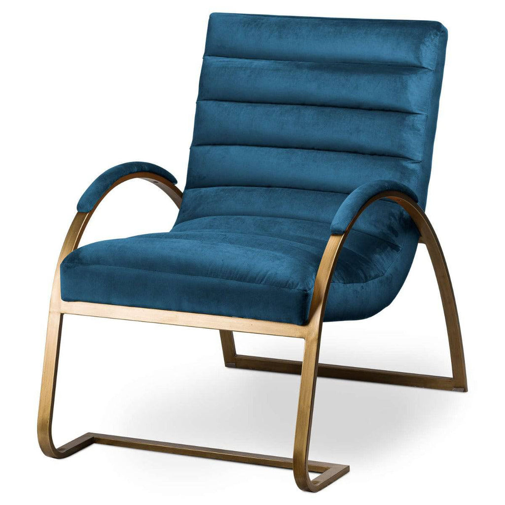 Navy And Brass Ribbed Ark Chair - Price Crash Furniture