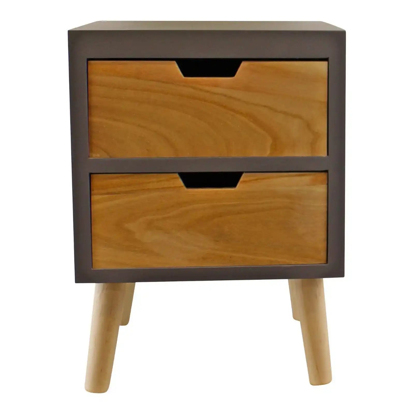 2 Drawer Chest In Grey Finish With Natural Drawers With Removable Legs - Price Crash Furniture