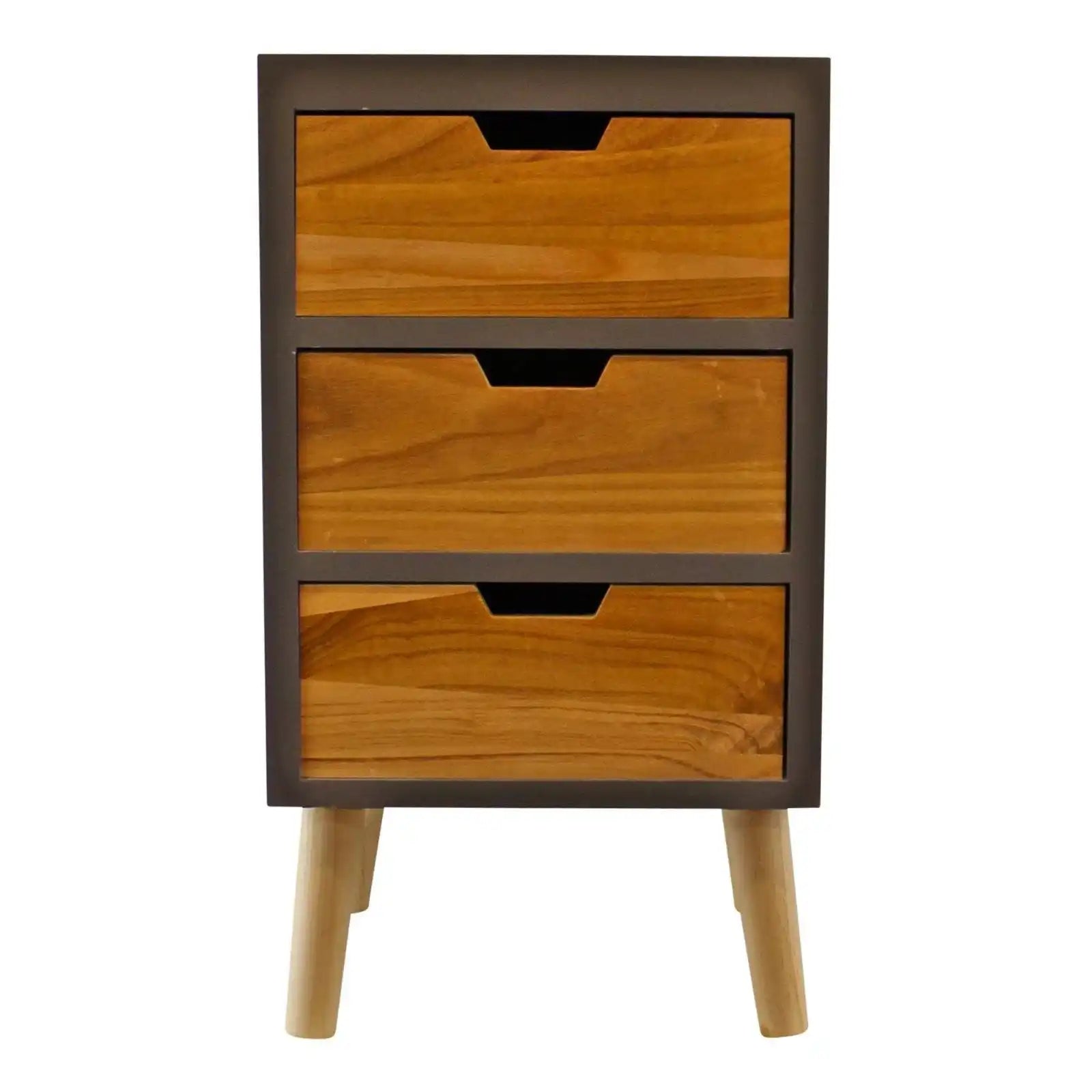 3 Drawer Chest In Grey Finish With Natural Drawers With Removable Legs - Price Crash Furniture