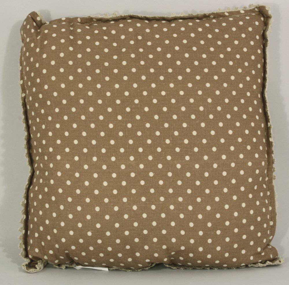 38x38cm Brown Polka Dot Reversible Cushion - Price Crash Furniture