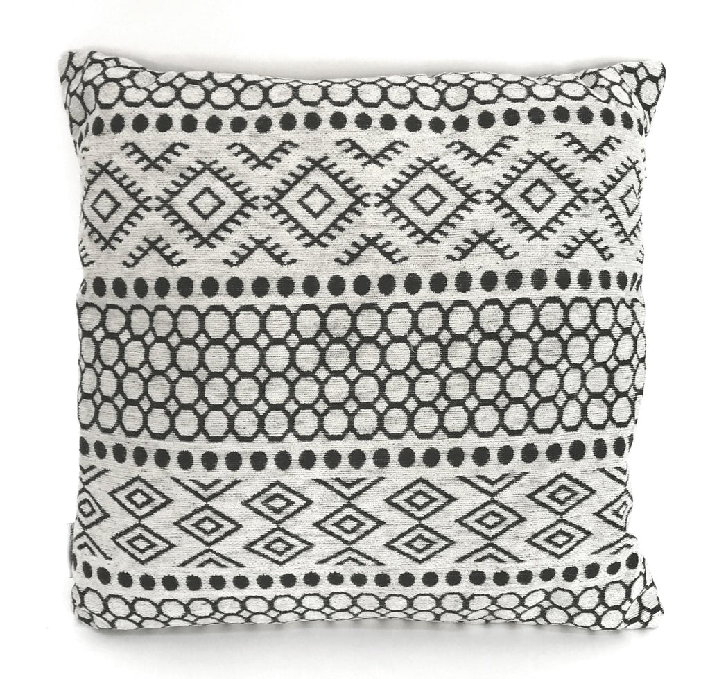 43x43cm Aztec Design Cushion in Grey & White - Price Crash Furniture