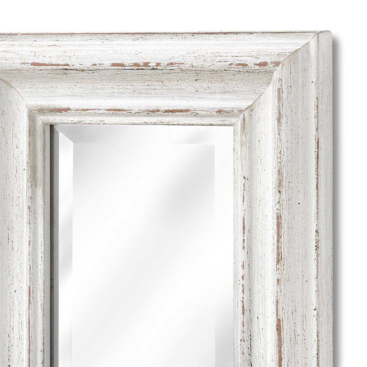 Antique White Frame Narrow Wall Mirror - Price Crash Furniture