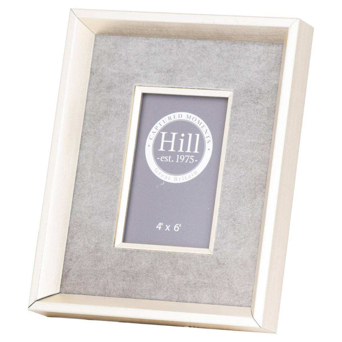 Antiqued Pewter Deep Framed Grey Velvet 4X6 Photo Frame - Price Crash Furniture