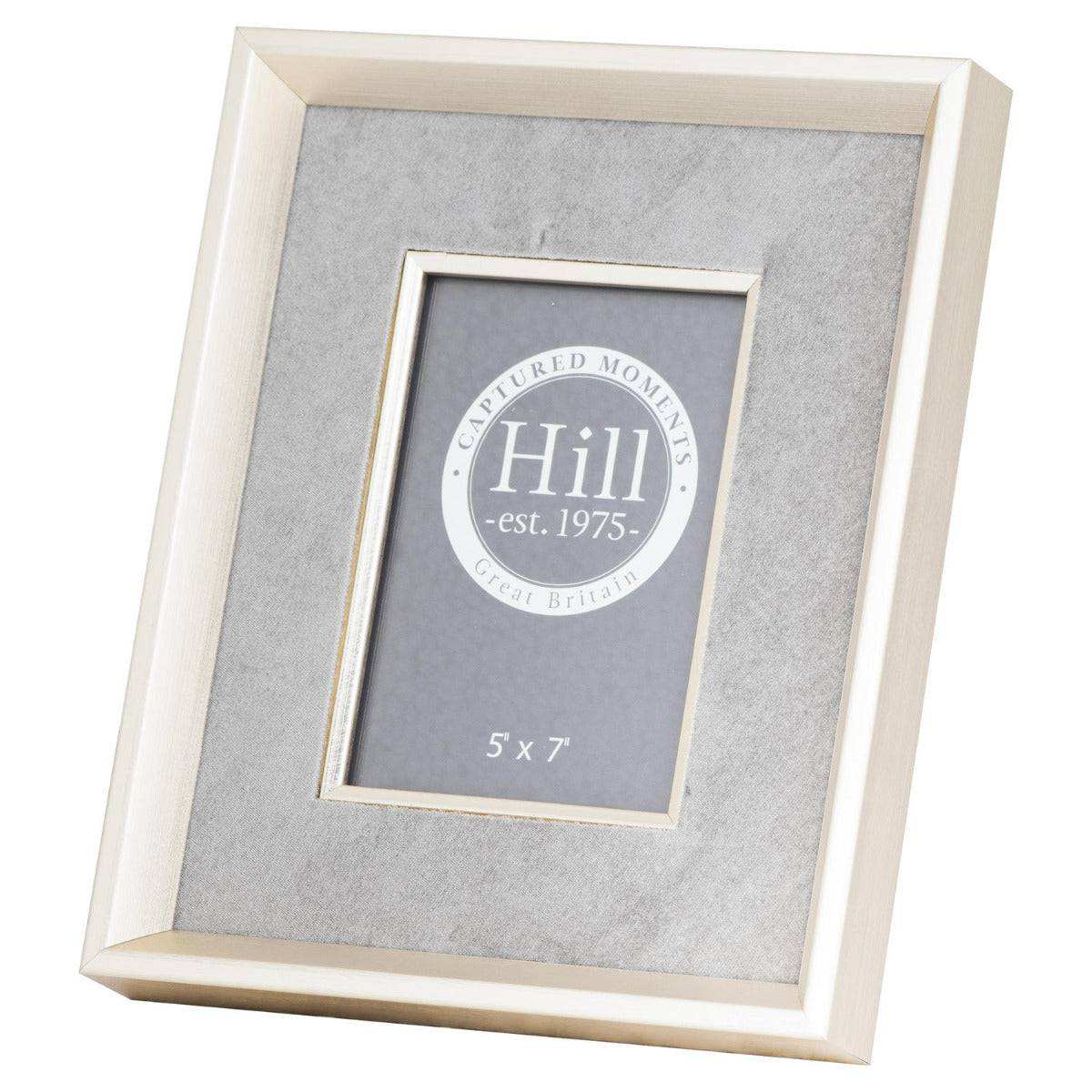 Antiqued Pewter Deep Framed Grey Velvet 5X7 Photo Frame - Price Crash Furniture