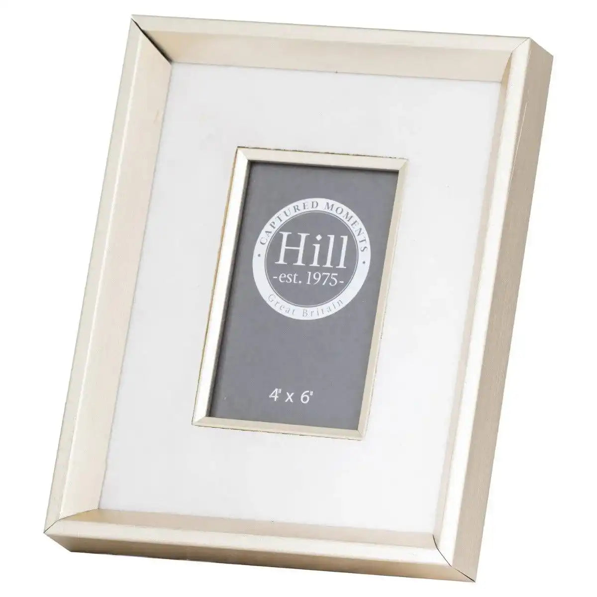 Antiqued Pewter Deep Framed White Velvet 4X6 Photo Frame - Price Crash Furniture