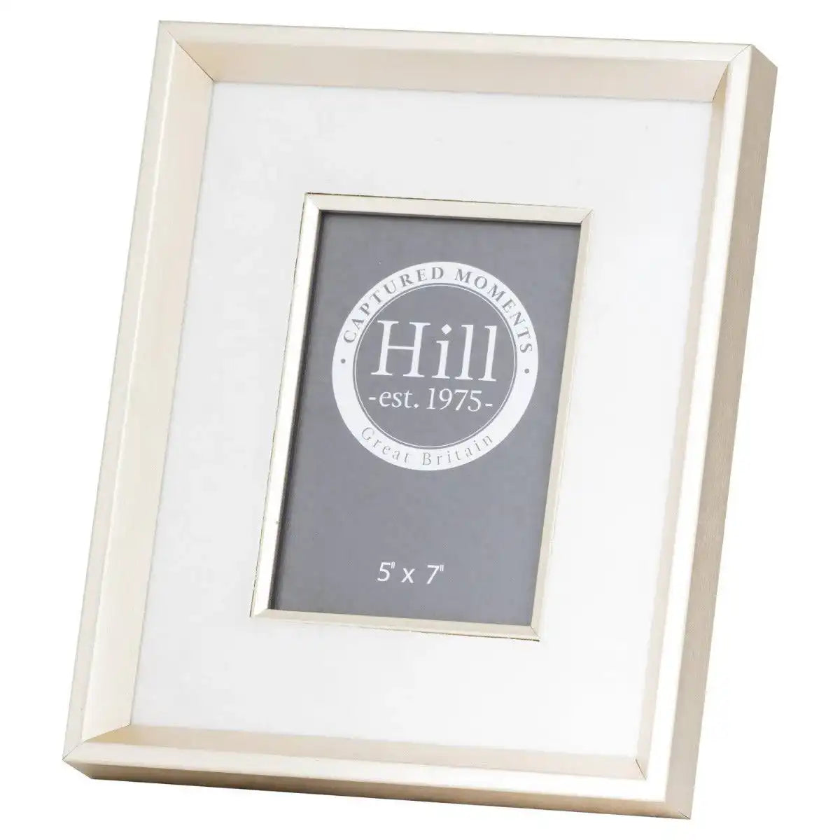 Antiqued Pewter Deep Framed White Velvet 5X7 Photo Frame - Price Crash Furniture