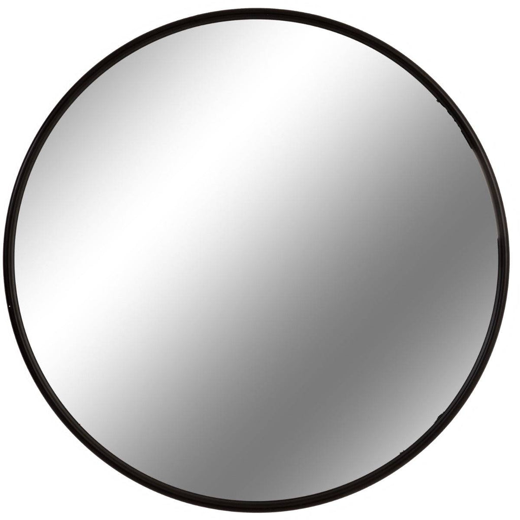 Black Large Circular Metal Wall Mirror - Price Crash Furniture