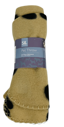 Brown Paw Print Fleece Throw 60cm - Price Crash Furniture