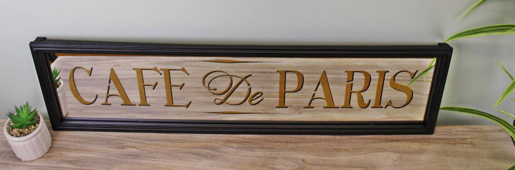 Cafe De Paris French Style Mirrored Wall Sign - Price Crash Furniture
