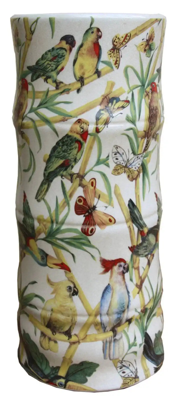 Ceramic Umbrella Stand, Bamboo and Tropical Bird Design - Price Crash Furniture