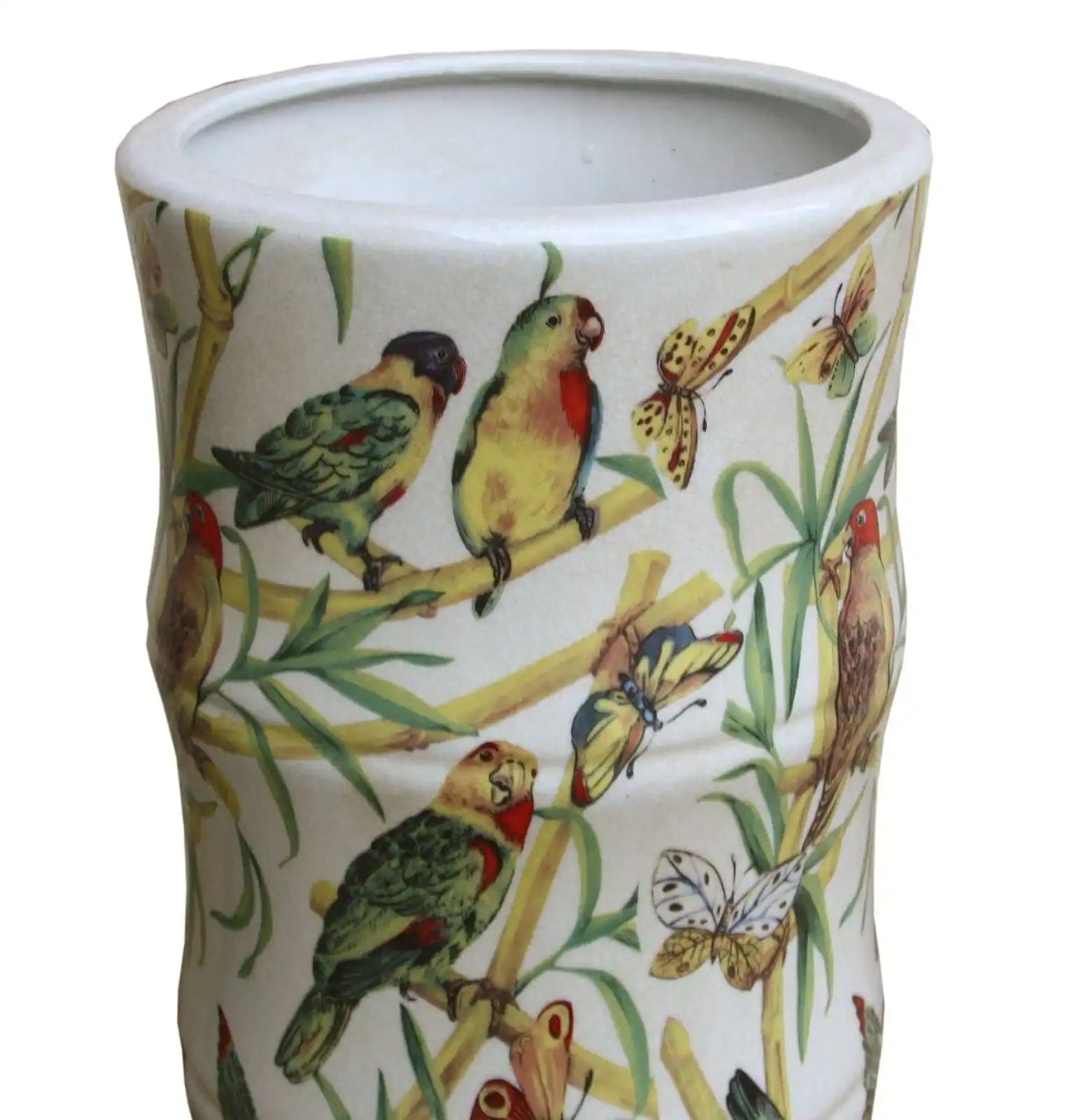 Ceramic Umbrella Stand, Bamboo and Tropical Bird Design - Price Crash Furniture