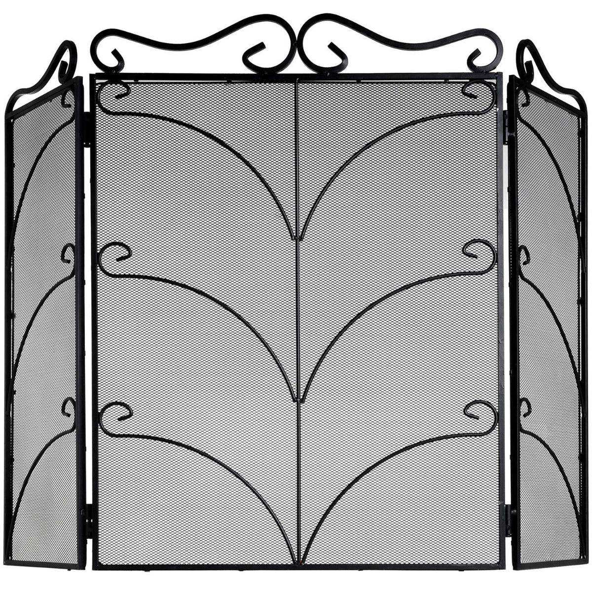 Heavy Large Black Ornate Fire Screen - Price Crash Furniture