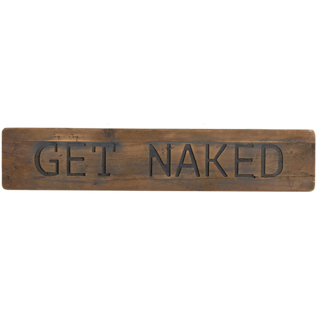 Get Naked Rustic Wooden Message Plaque - Price Crash Furniture
