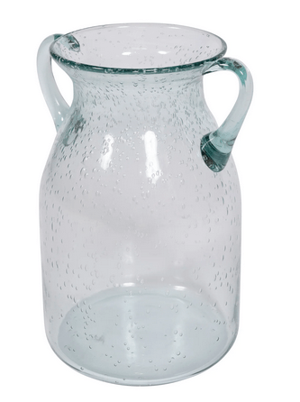 Glass Flower Vase with Handles Daisy Bubble Design 25cm - Price Crash Furniture