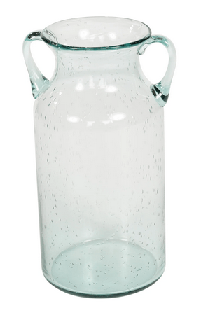 Glass Flower Vase with Handles Daisy Bubble Design 25cm - Price Crash Furniture