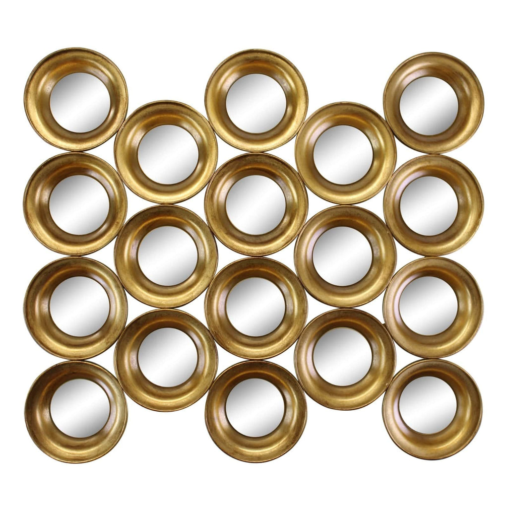 Gold Metal Multi Circle Wall Mirror 76cm - Price Crash Furniture