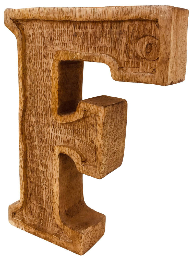 Hand Carved Wooden Embossed Letter F - Price Crash Furniture