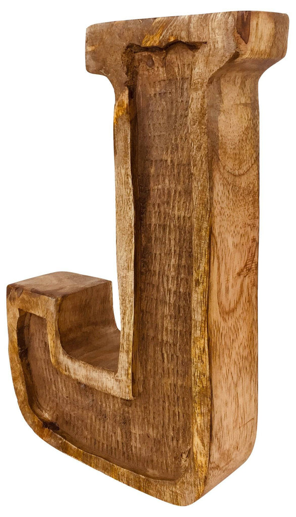 Hand Carved Wooden Embossed Letter J - Price Crash Furniture