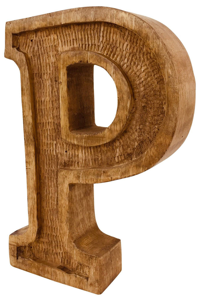Hand Carved Wooden Embossed Letter P - Price Crash Furniture