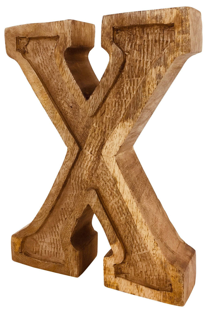Hand Carved Wooden Embossed Letter X - Price Crash Furniture