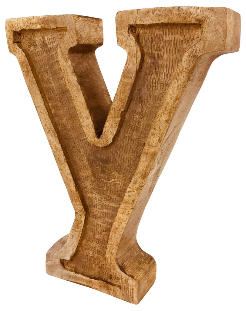 Hand Carved Wooden Embossed Letter Y - Price Crash Furniture