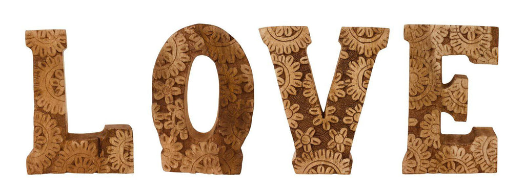Hand Carved Wooden Flower Letters Love - Price Crash Furniture
